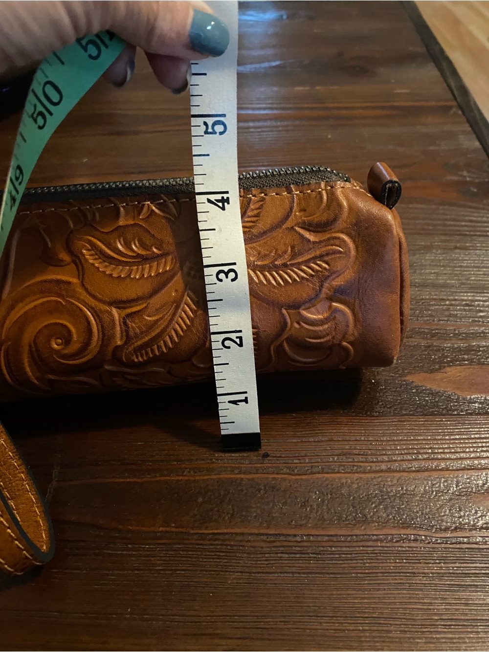 PATRICIA NASH- 2 Embossed Brown Leather Wristlets, Clutch - Picture 12 of 16